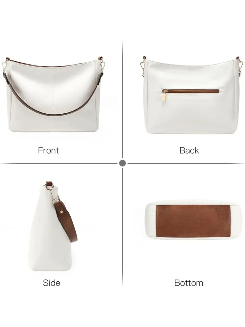 Soft Leather Hobo Bag for Women, Large Casual Tote, Multi Pocket Crossbody Purse